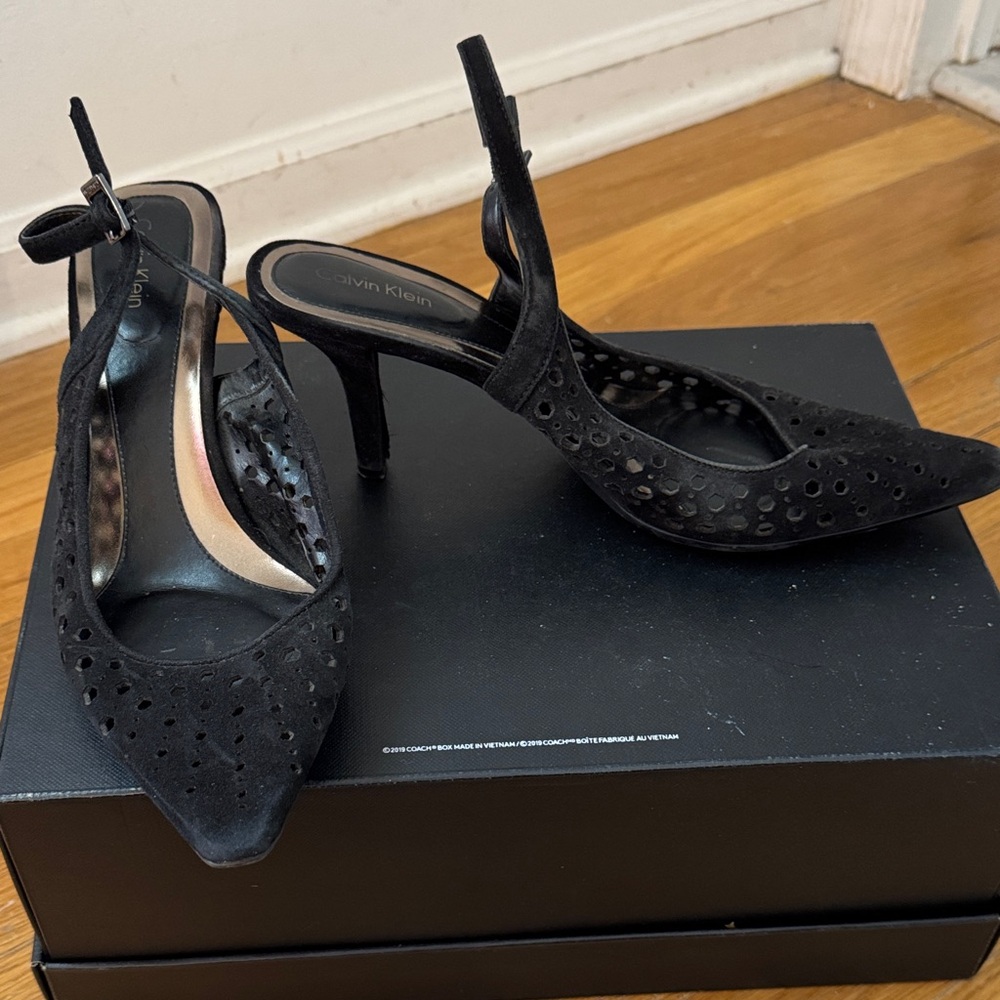 Calvin Klein Black Suede Heels 10
